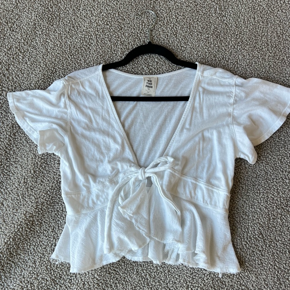 Free People White Tie Top